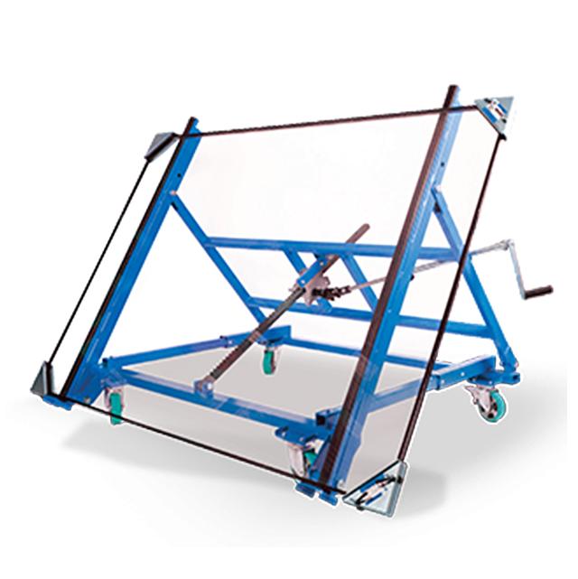 Tilting glass trolley