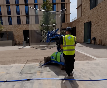Installing curved glass with precision using a Winlet glazing robot