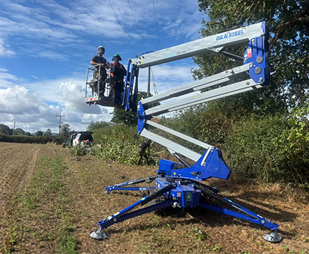 Octoplus spider lift in its element fighting the effects of summer drought and winter storms says arborist